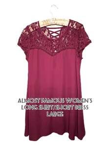 Almost famous long shirt, or short dress, red size large